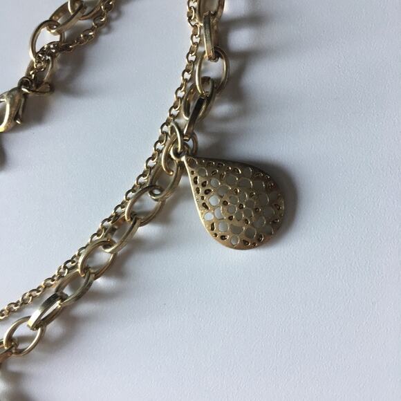 Antiqued gold tone and clear crystal accent large link station necklace - Picture 6 of 8